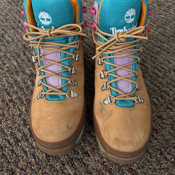 Timberland Euro Hiker 'Mixed Media’ Wheat Leather Wmns Size 7 Hiking Boots A4126 - Picture 1 of 5